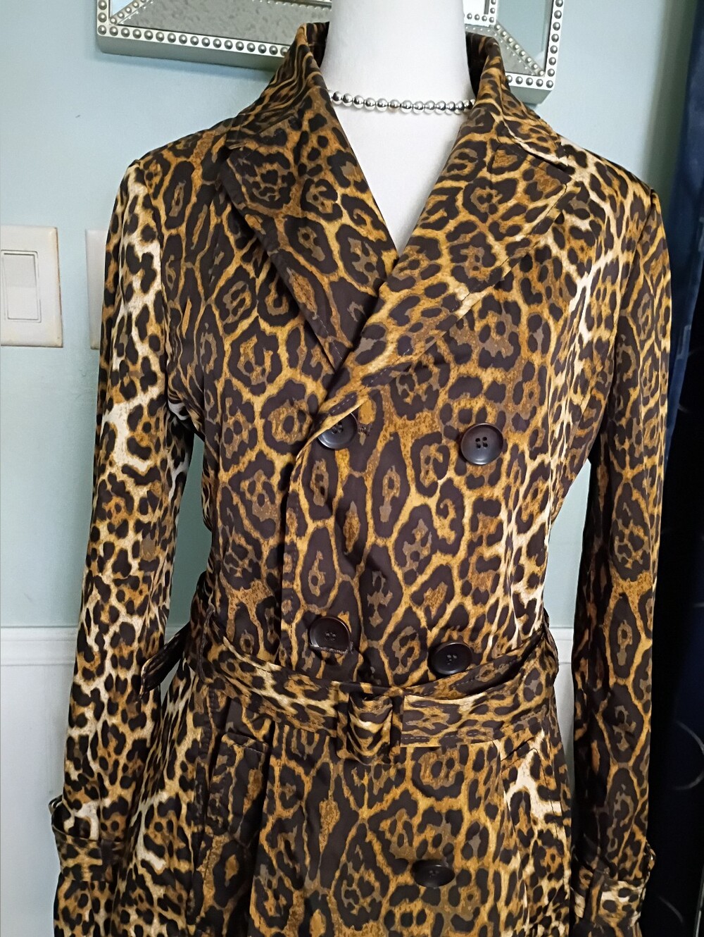 BCBGMaxAzria Leopard-Print Trench Coat in Brown and Black - Picture 8 of 16